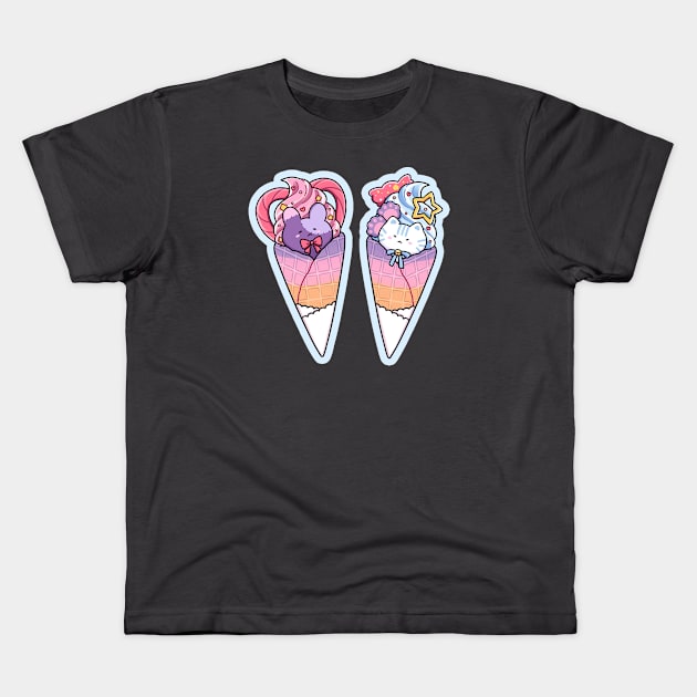 Patchi & Biru Ice Cream Kids T-Shirt by Leenh